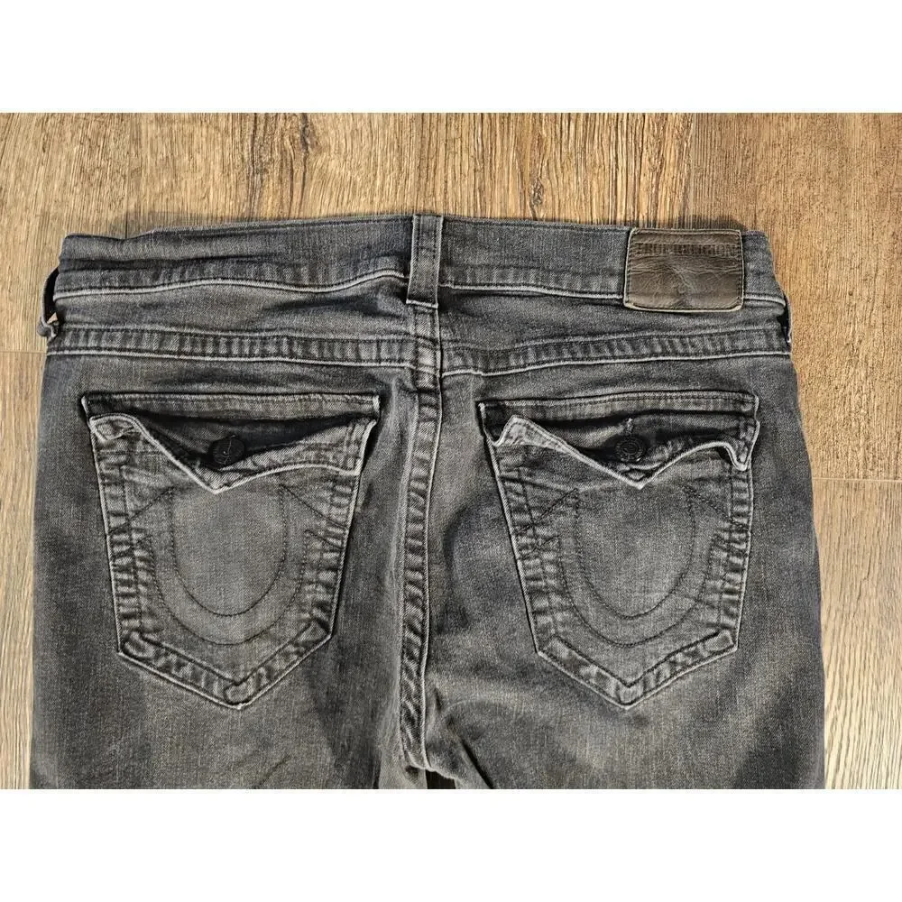 True Religion Jeans Mens 38 Black Fade Ricky Relaxed Straight Pockets Stretch